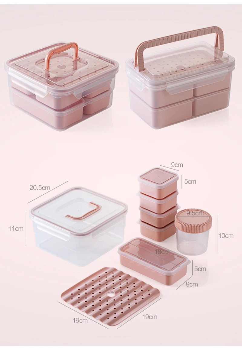 TUUTH Microwave Lunch Box Set Independent LatticeLeak-Proof Refrigerator Storage Box Portable Bento Box For Kids White Collar A10