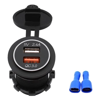 

QC 3.0 Power Socket Car Quick Charger Dual USB Vehicle DC12V-24V Waterproof 5V/3.4A 2 port Charging For iPhone Android