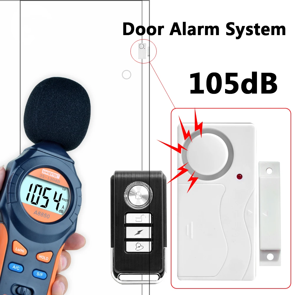 White Color ABS Remote Control Door Sensor Alarm Host Burglar Security