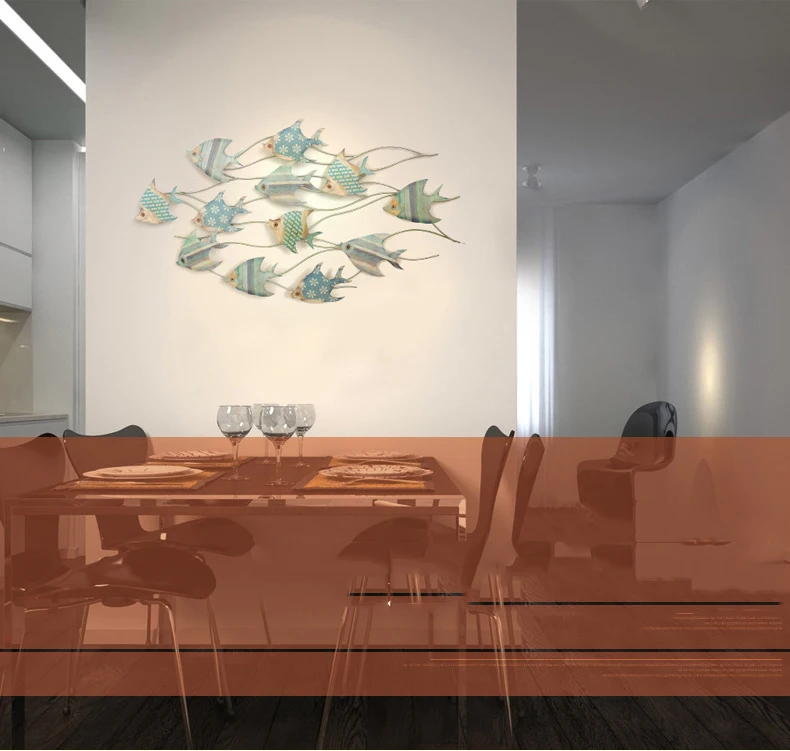 Средиземноморская винтажная Настенная Декорация Кованое железо домашняя настенная металлическая рыба креативная 3D стерео Настенная роспись для спальни