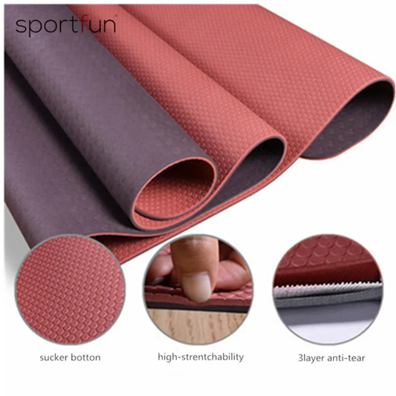 

Eco friendly bigger size TPE 6mm No-slip Yoga Mat For Fitness Gym Pilates Colchonete Pad 183*66*0.6cm