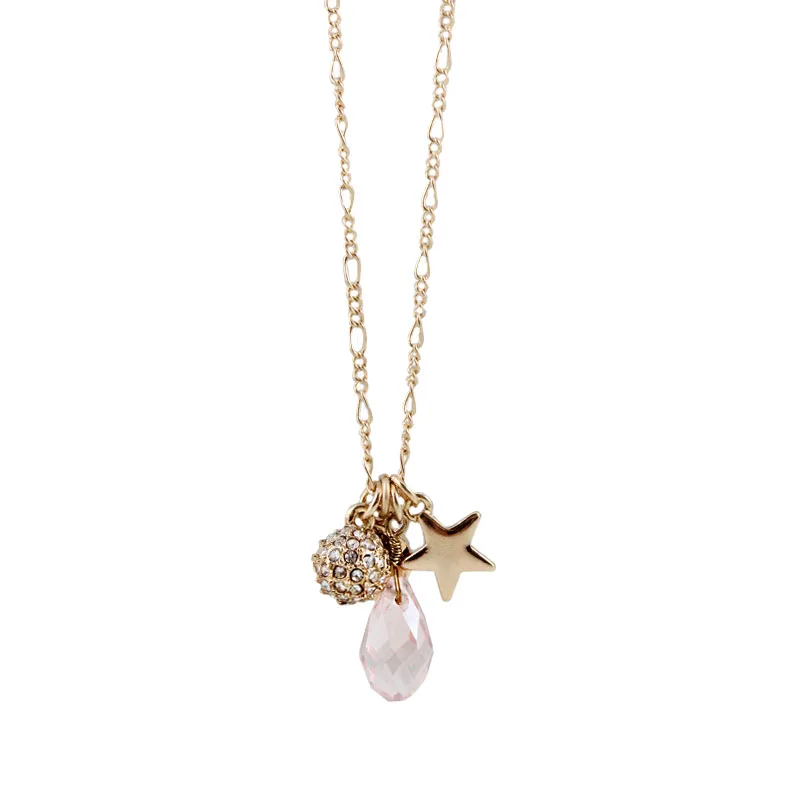 

Fashion new fashion necklace powder crystal ball falling stars long necklace for women Classic gold stars pearl necklace