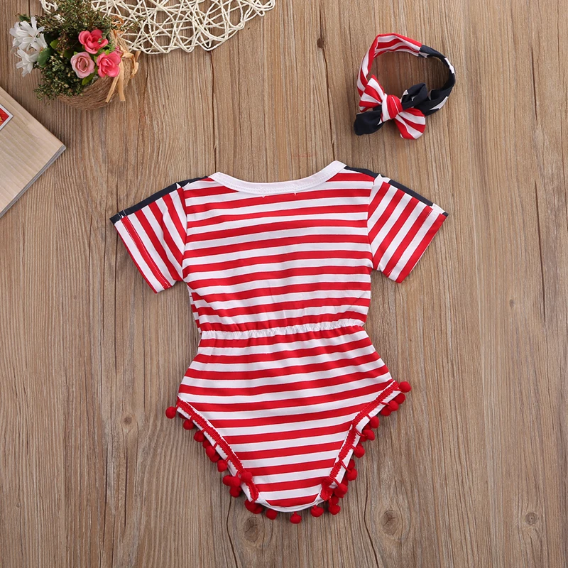 Одежда для новорожденных мальчиков и девочек; комбинезон с короткими рукавами и флагом США; комбинезон с капюшоном; одежда для малышей