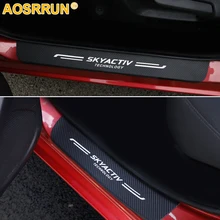 Накладка на порог из углеродного волокна и искусственной кожи, автомобильные аксессуары для Mazda CX-8 CX-9 Mazda 3 AXELA, автостайлинг
