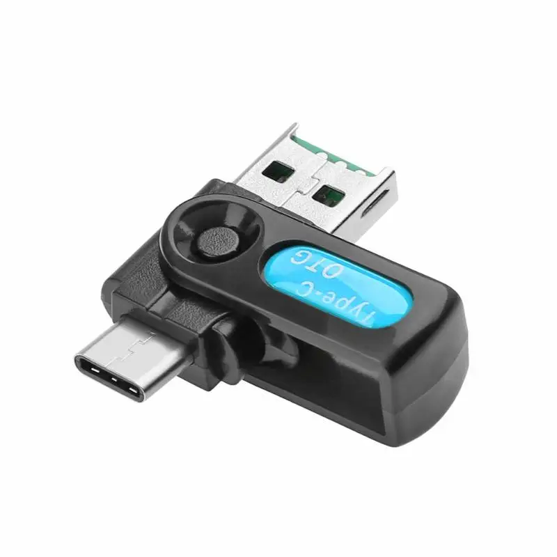 USB 3,1 Micro SD TF кард-ридер 2 в 1 type-C Memeory кард-ридер телефон U диск адаптер для ПК ноутбука Micro SD TF кард-ридер - Цвет: Синий