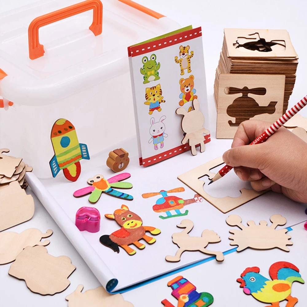 

Baby Learn To Draw Tools Wooden Auxiliary Board Toddlers Graffiti Birthday For Kids Paint Learning Coloring Notebook