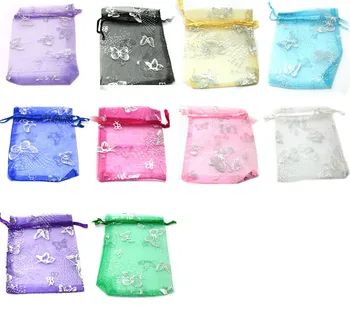

10Pcs 9x12cm random color Organza Wedding Gift Jewelry Bags&Pouches Bags with BUtterfly.PDB01-04SMX