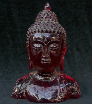

11" Tibetan Buddhism Amber Shakyamuni Sakyamuni Amitabha Buddha Head Bust Statue