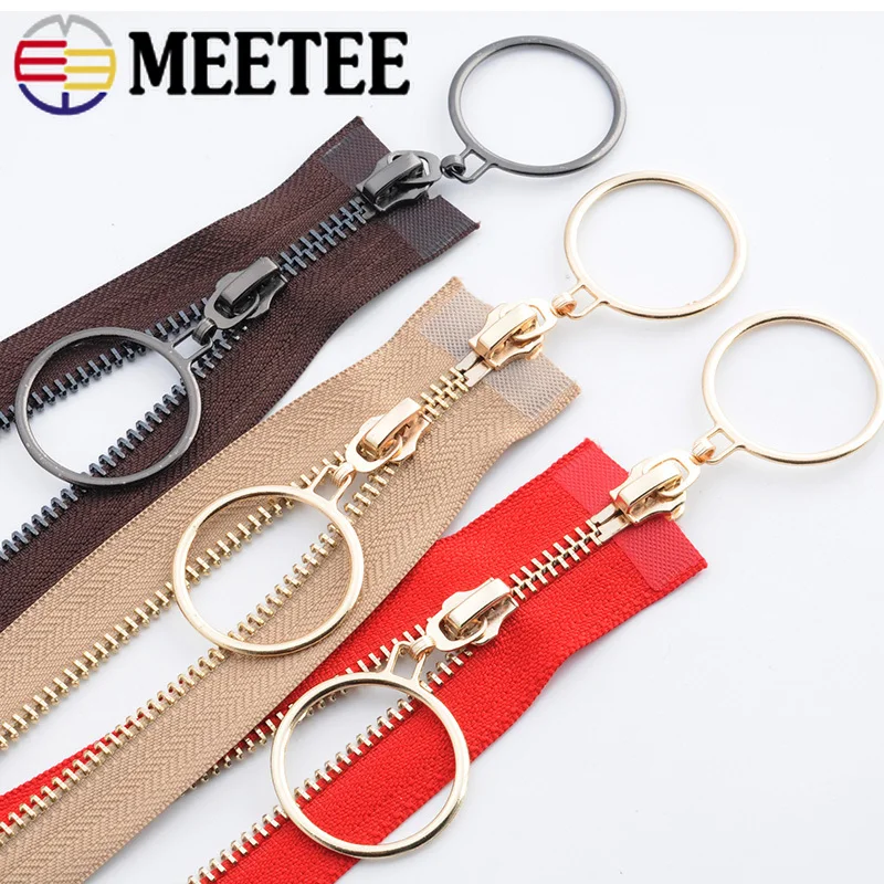 

Meetee 120CM 5# Double Open-end Metal Zippers for Sewing Zip Garment Accessories Jeans Zippers Jacket /Overcoat DIY Tools AP367