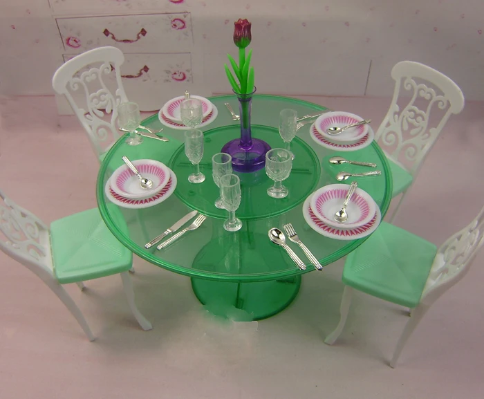 

Girl gift/ christmas gift play toy dinner table set accessories for barbie doll