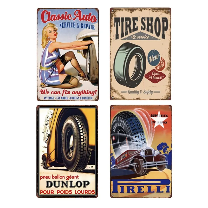 

Tire Poster Old Painting Metal Sign Decoration Plaques Vintage Signs Car Garage Retro Decoration Home Decor 20x30cm Dropshipping