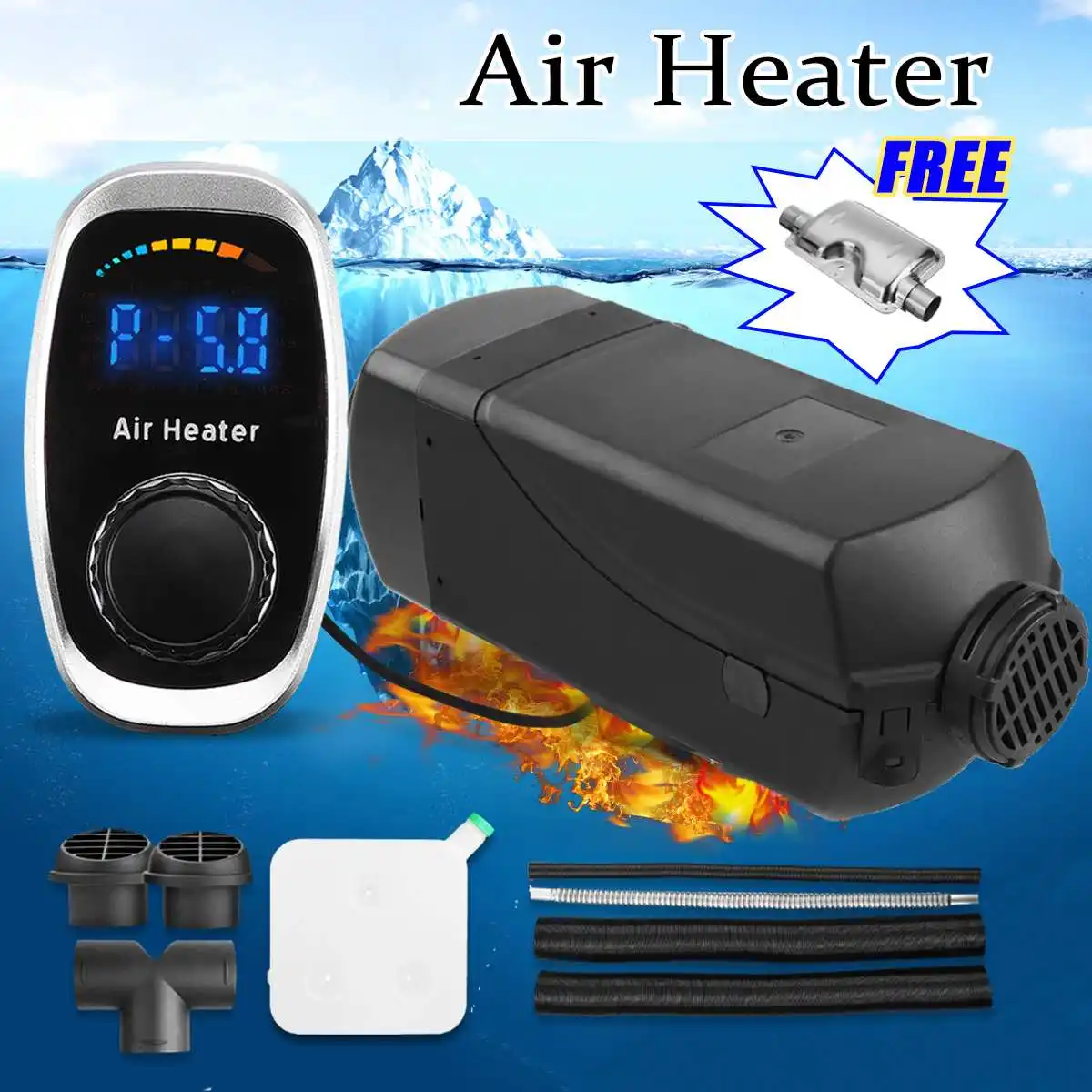 

HCalory 12V 3000W Diesels Air Parking Heater Air Heating LCD Screen Digital knob Switch with Silencer For Trucks Bus Car Trailer