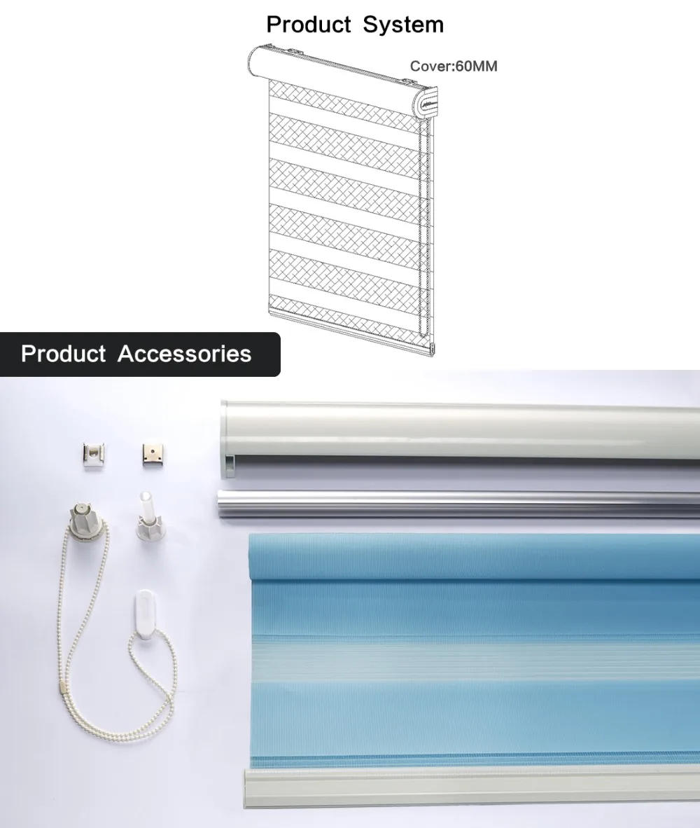 Ajustable luz del sol casa azul cielo cenefa Dual persianas Zebra persianas personalizado persianas Ajustable luz del sol casa azul cielo cenefa Dual persianas Zebra persianas personalizado persianas