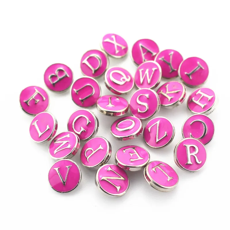 

130pcs/lot Enamel Alphabet Snap Button Jewelry fit 12mm Ginger Button Snap Bracelet&Bangles Letter A-Z DIY Snap Jewelry Charms