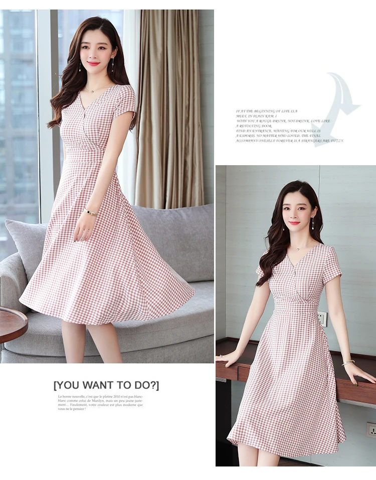 Размера плюс летнее винтажное розовое клетчатое сексуальное платье-рубашка миди корейское женское элегантное облегающее богемный пляжный сарафан вечерние платья