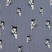 Темно-синий кот печати полоса реактивной печати и крашения микро стрейч хлопок ткань для рубашек платье лоскутное tissu telas