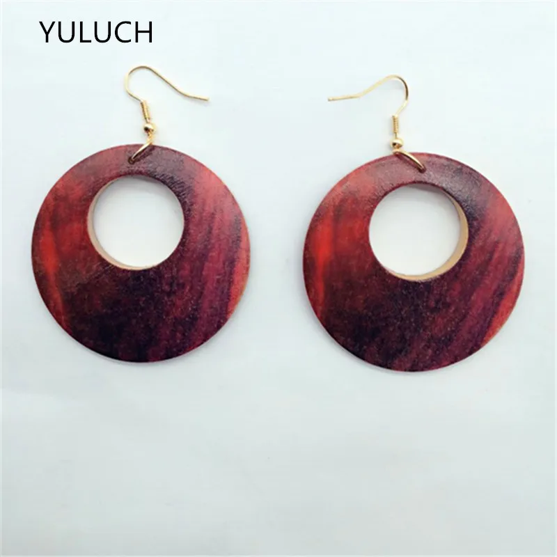 

fashion latest african hollow good quality wood earrings jewelry big round personality new design