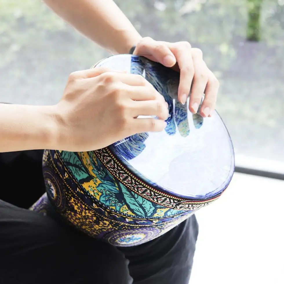 Günstig 8 zoll Schöne Afrikanische Djembe Trommel Bunten Tuch Kunst ABS Barrel PVC Haut für Kinder Hand Trommel Musical Instrument