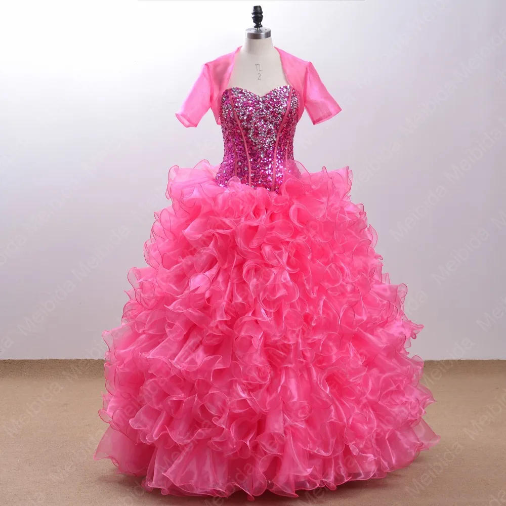 2016 Real Image Hot Quinceanera Dresses Beaded Corset With Jacket Sweet 15 Anos vestido Ball Gown Plus Szie Dress | Свадьбы и