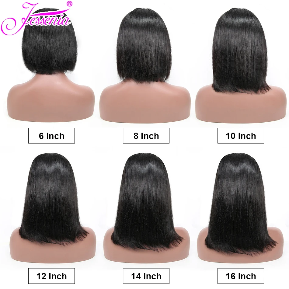 Short Lace Front Human Hair Bob Wigs Brazilian Straight 13*4 Lace Front Bob Wigs Pre Plucked Natural Wigs For Black Women