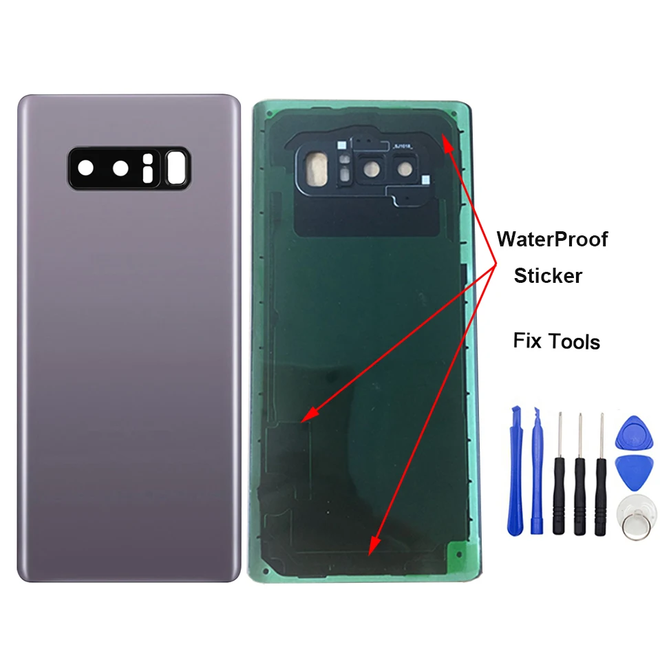 

1Pcs Camera Lens on For Samsung Galaxy Note8 Note 8 N950 N950F Back Battery Cover Rear Door Housing Case+Camera Frame lens+IMEI