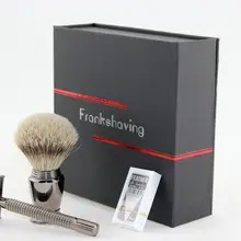 Frank Shaving-Gunmetal набор, длинная ручка DE Safety Razor, Лучший Барсук(P) мм кисть 20 мм, подарочный набор для бритья/комплект# S2016102