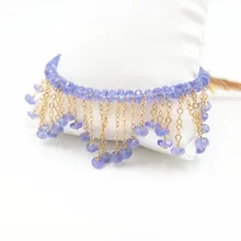 LiiJi уникальный природный камень синий танзаниты золото заполняющий браслет для женщин хороший подарок Свадебная вечеринка браслет