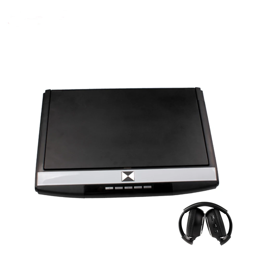 17,3 дюймовый потолочный телевизионный HD 1080P откидной автомобильный монитор на крышу MP5 плеер с ИК/FM передатчиком/USB/SD/HDMI/динамиком/Микрофоном - Цвет: Black With Headphone