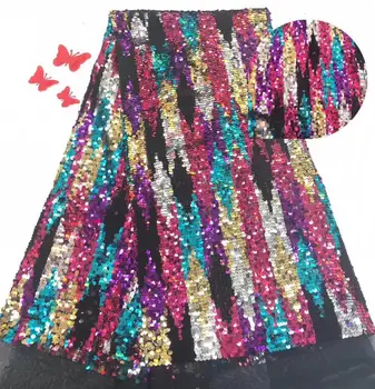 

embroiderd lace fabric CiCi-7.3702 with sequins beautiful Nigerian sequins lace fabric for party dress