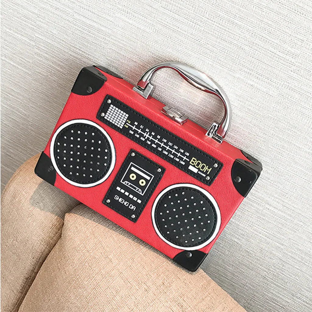 Женская сумка для камеры с изображением радио, сумки с ручками, кожаная сумка через плечо, сумки в коробке, Harajuku Kawaii, дизайнерская сумка, кошелек