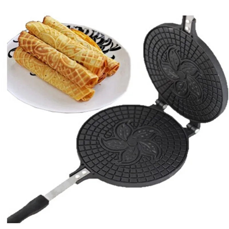 Non-stick Waffle Cake Egg Roll Pan Maker Baking Tools Bakeware Kitchen Mold