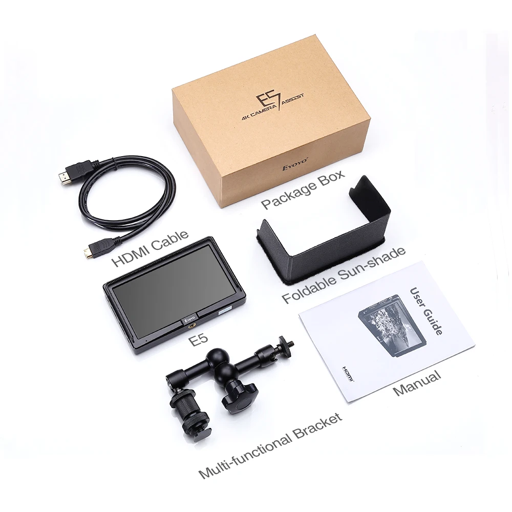 Eyoyo E5 5 дюймов 4K HDMI DSLR камера полевой монитор ультра яркий 400cd/m2 Full HD 1920x1080 lcd ips для