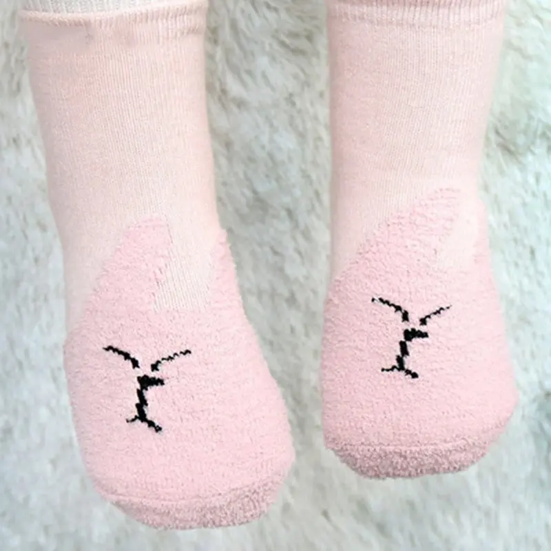 

0-3Y Cute Baby Socks Kids Animals Bear Rabbit Printed Coral Velvet Thicken Warm Winter Socks