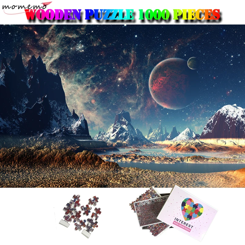 

MOMEMO Starry Sky Wooden Adults Jigsaw Puzzle 1000 Pieces Fantastic Landscape Puzzle Educational Wooden Toys for Kids Games Gift