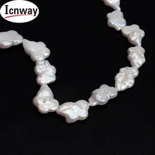 Натуральный AA Белый Бабочка пресноводный жемчуг 12*16 мм 15 дюймов DIY ожерелье браслет icnway