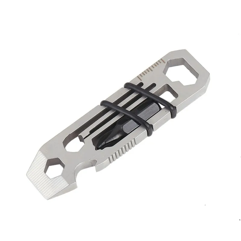

Outdoor EDC Multi-Tool Stainless Steel Flat Cross Head Screwdriver Key Spanner Bottle Opener Carabiner Clip Key Chain Tool
