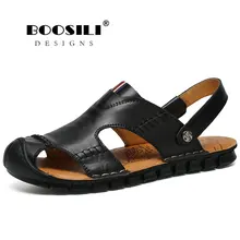 Erkek Ayakkabi/прямые продажи, sapato feminino, мужские сандалии, Boosili, новинка года, мужские сандалии из воловьей кожи, дышащая обувь для отдыха на плоской подошве