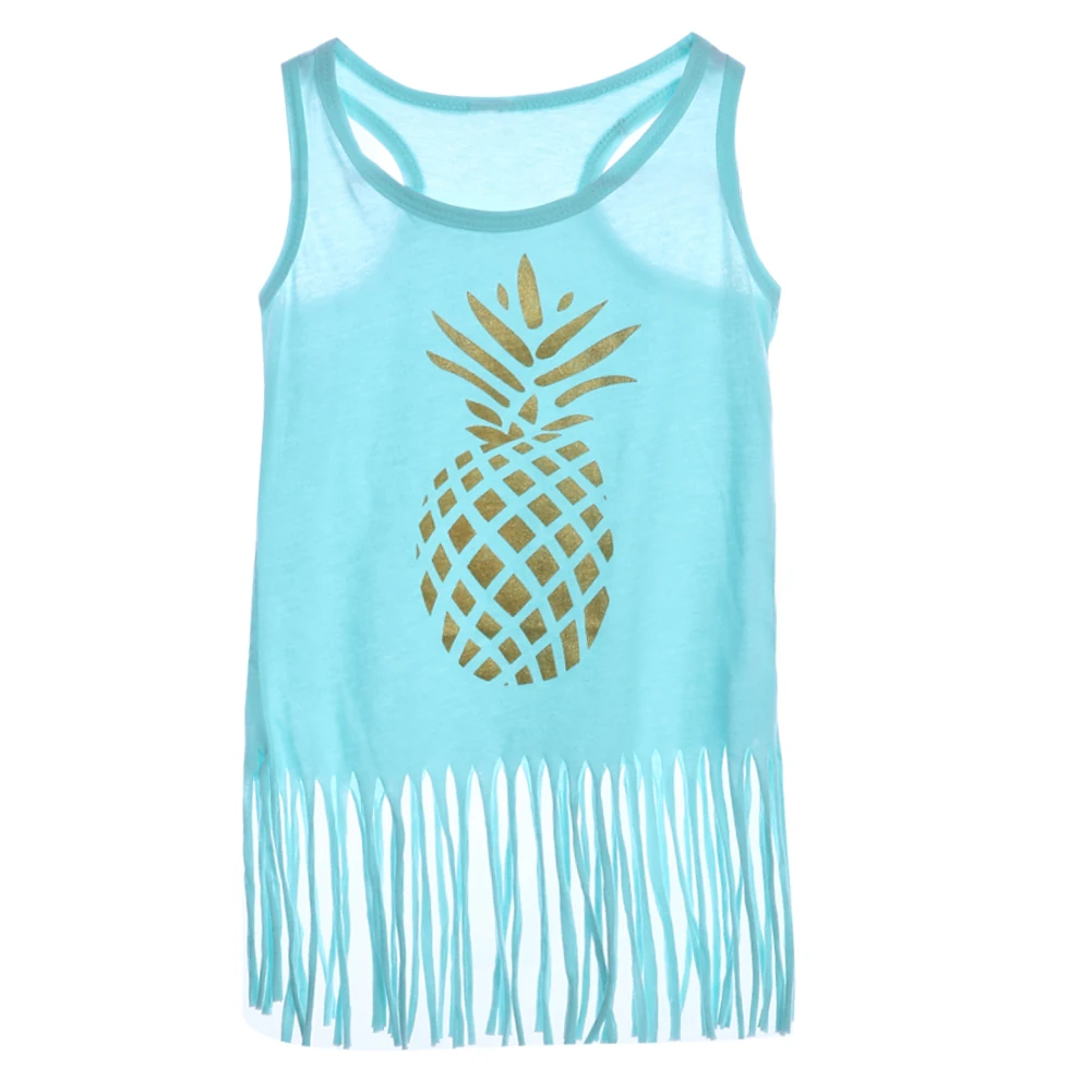 2017 Summer New Toddler Infant Baby Kids Girls Sleeveless Dress Pineapple Printed Tassel Dress Casual Dress