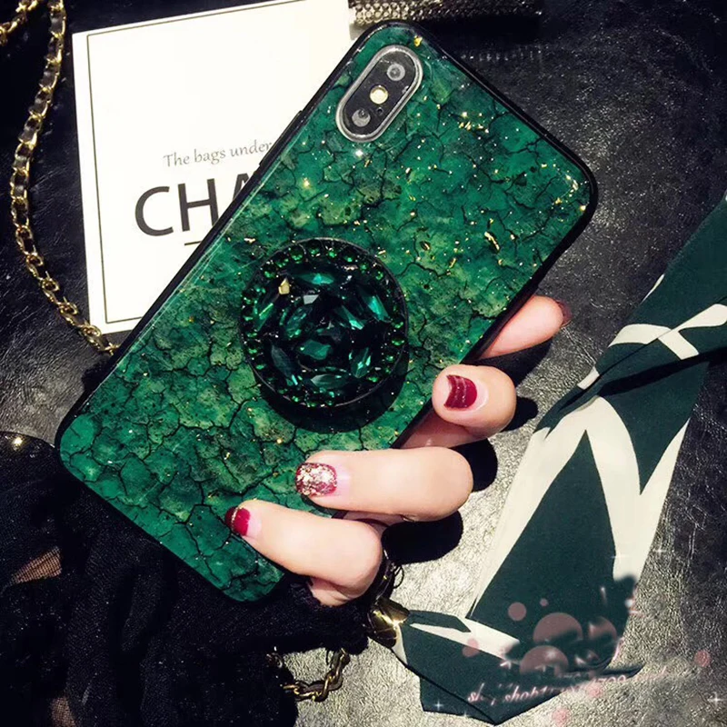 

Luxury Diamond Marble Glitter silicon phone case for iphone 7 8 6 plus X XR XS MAX holder ring Cover For Samsung S8 S 9 Note8