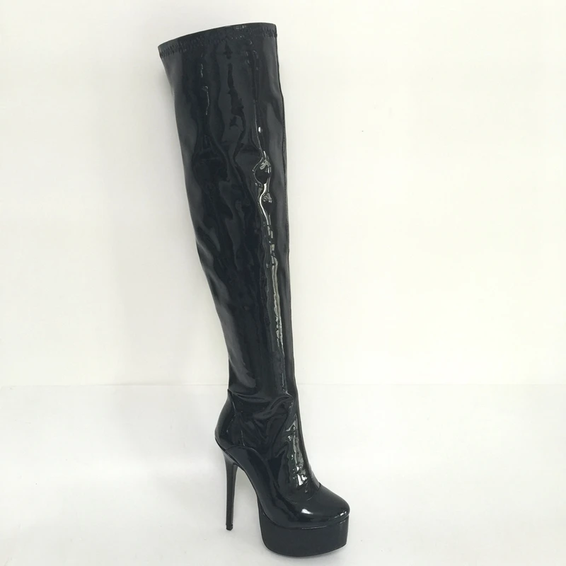 Longue Femmes Plate Color Talons Nouveau Brillant Bottes Rond forme Le Style Noir Chaussures Custom Automne Genou 2017 Haute Sur Bout qvXH0nwY