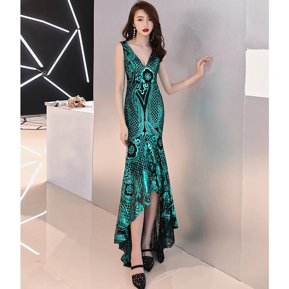 

Sexy Sequins Dress Women Vestidos Verano Sleeveles Deep V Neck Elegant Long Slim Robe Femme ete Formal Luxury Gold Glitter