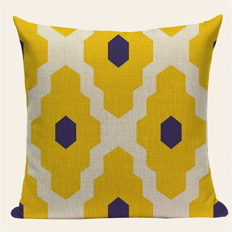 Шеврон желтый льняной хлопок геометрические декоративные подушки чехол Лен для дивана автомобиля хлопок наволочка креативное украшение на заказ