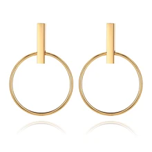 17 км золотого цвета геометрические круг вокруг Хооп Серьги для женщин brincos стимпанк стиле женские вечерние аксессуары и украшения серьги золотые ювелирные изделия серьги кольца круглые Серьги кольца