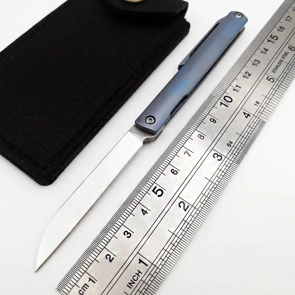 JSSQ S35VN лезвие складной нож титановая ручка кемпинг карманный охотничий EDC инструменты выживания Портативный самообороны фрукты Мини ножи - Цвет: Blue