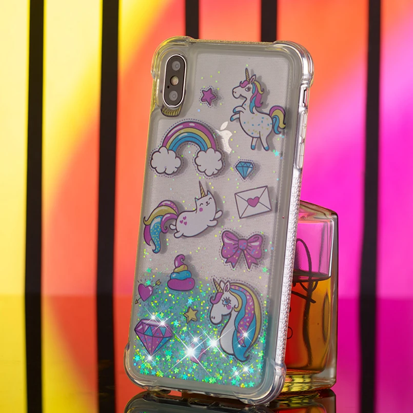 

Liquid Cute Cartoon Glitter Case For iPhone X XR XS Max Powder Animals Phone Cases For iPhone 6 6S 7 8 Plus Soft TPU Back Cover