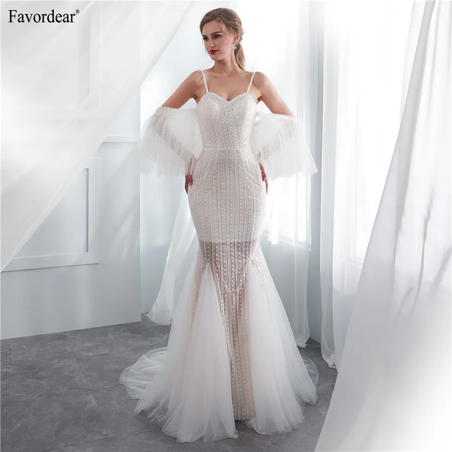 Favordear 2019 Vestido De Noiva отвесные Длинные свадебные платья цвета слоновой кости
