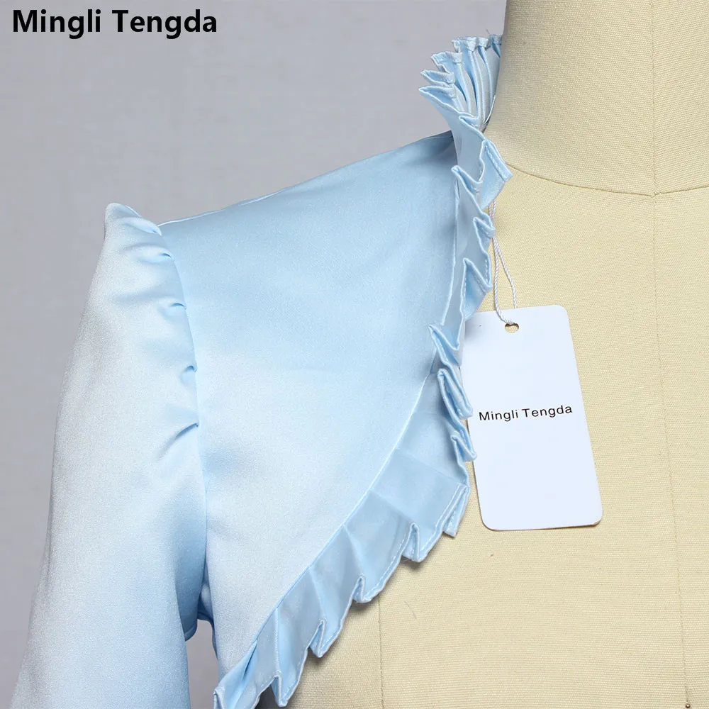 Wedding Shawl Mingli Tengda Wedding Bolero Wraps Bridal Jacket Cape 3/4 Sleeves Wavy Ruffle