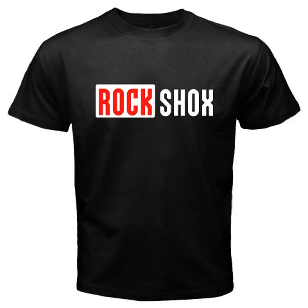 New ROCK SHOX Logo Mountain MTB Bike Bicycle Men's Black T-Shirt Size S to 3XL