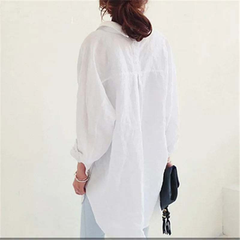 Hanyiren Women Shirt Long Sleeves Cotton Linen Tops For Office Work 2018 Autumn New Fashion Ladies Blouse Casual Loose Shirt Blouses