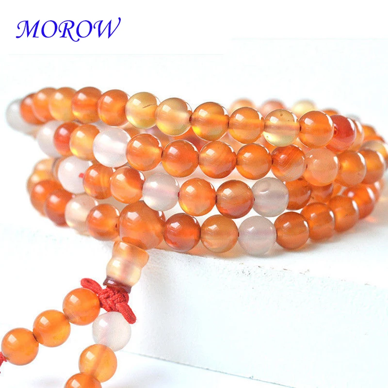 MOROW Casual 1Pcs6mm 108 Beads Bracelets Natural Colourful Agates Round Bead Stone Elasticity Bracelet Fashion Women Jewelry (3)